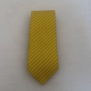 Hermes Golden Yellow Tie with Navy Stripes